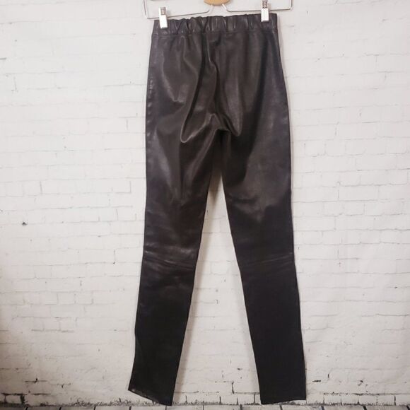 Joseph Designer 100% Lambskin Lamb Leather Pants Size FR 38 US 6 Dark Brown - Picture 4 of 11